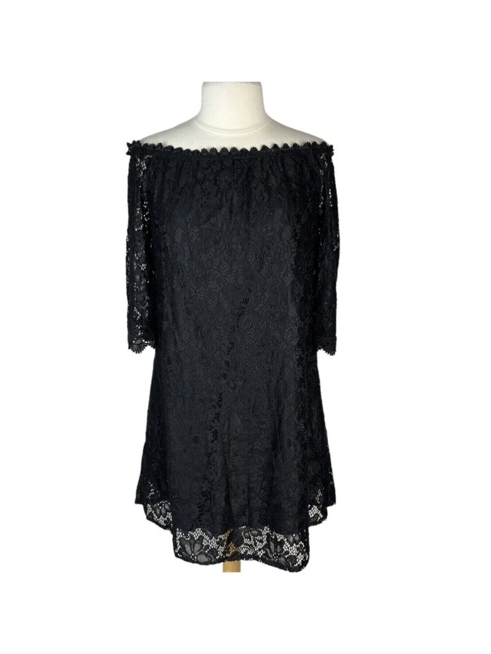 Ours Lace Dress Large Black On Off Shoulder New Short